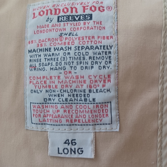 LONDON FOG VINTAGE RAIN COAT 46 LONG TAN - Picture 6 of 11